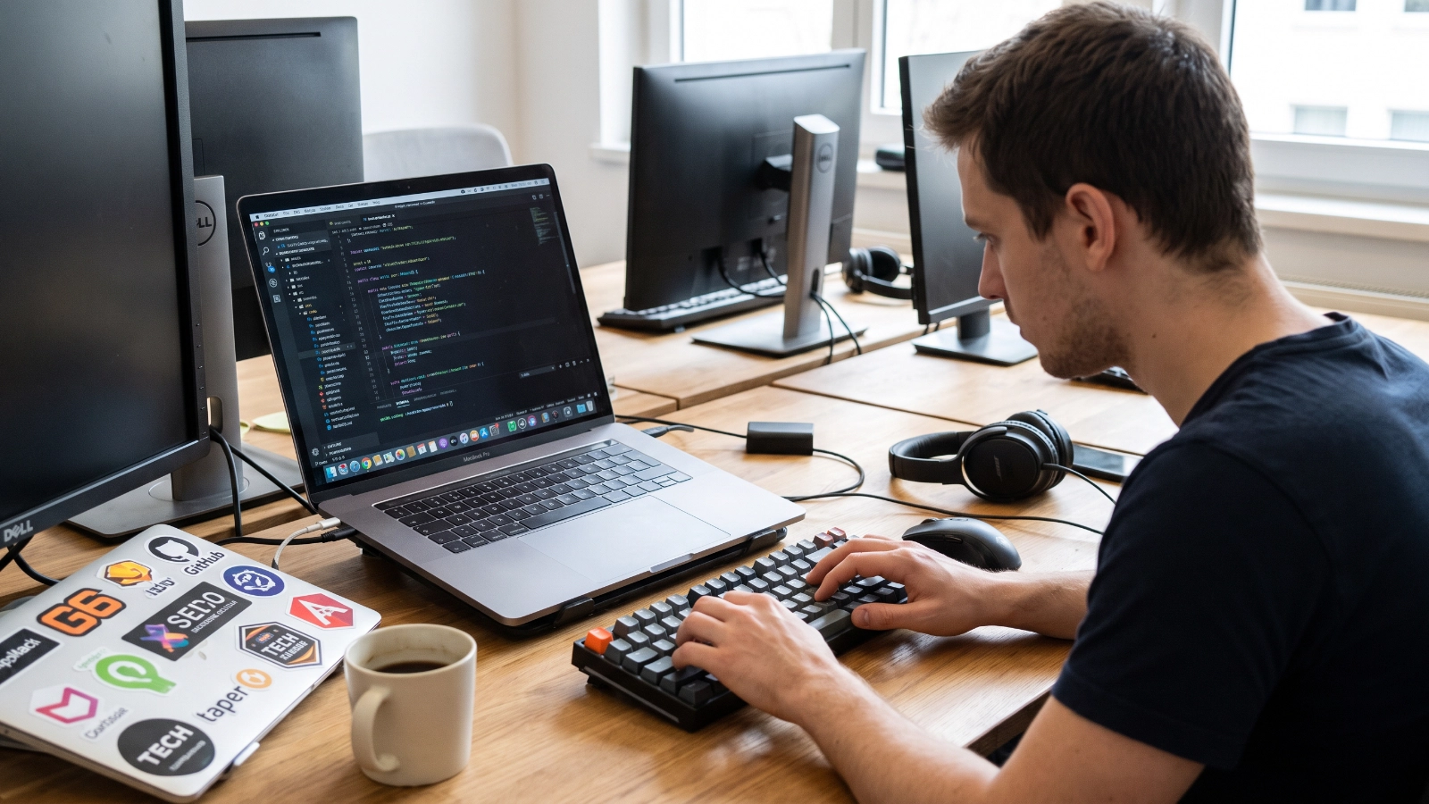 Developer working with an AI coding assistant